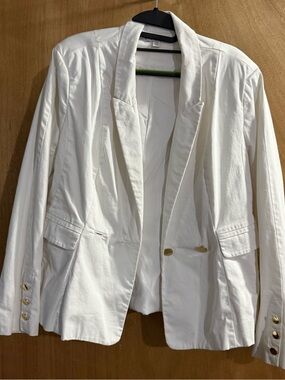 Cato White Women's Blazer with Gold Buttons